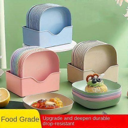 10 Pcs Plastic Plates With Stand, Multi-function Dish